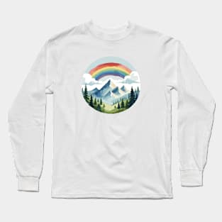 Watercolor Landscape Rainbow Long Sleeve T-Shirt